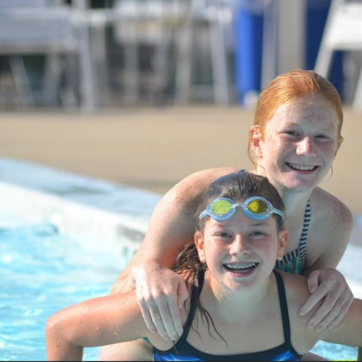  Sisters Leah and Hanna Freund at Swimathon Community Swim, Aug. 26 2018. [Courtesy Photo/Kara Driscoll] 
