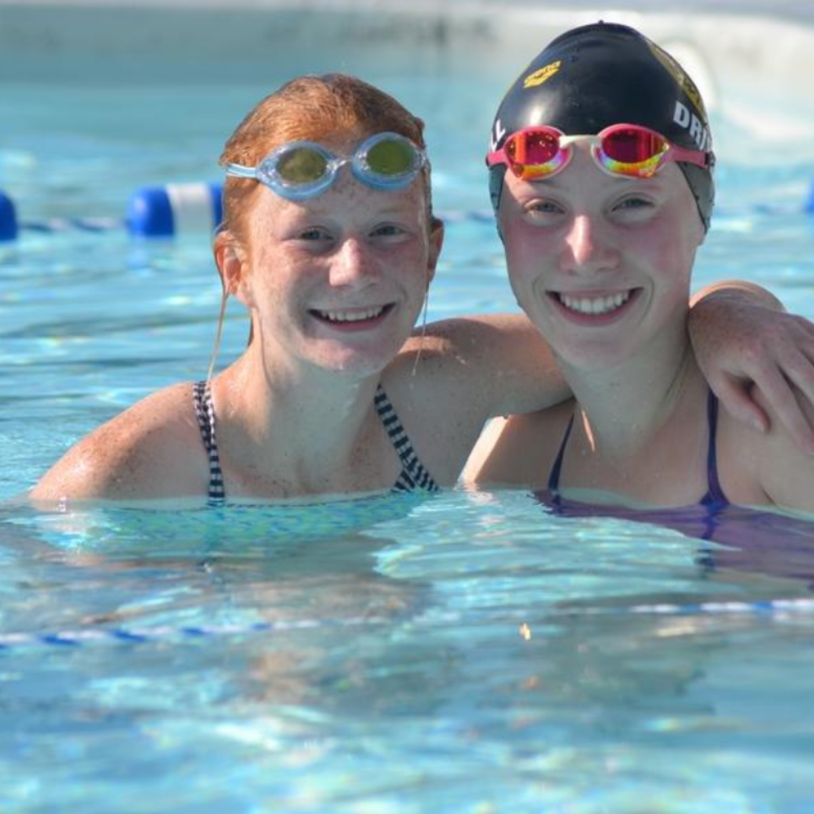 Hanna Freund and Kenzie Driscoll at Winchester Community Swim on Sunday, Aug. 26, 2018. [Courtesy Photo/Kara Driscoll] 